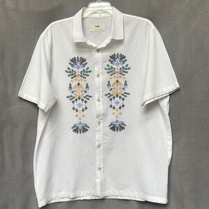 Folk White Ecru Short Sleeve Embroidered Mast SS Shirt